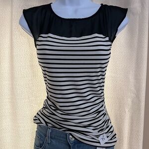White House Black Market Striped Cap Sleeve Blouse